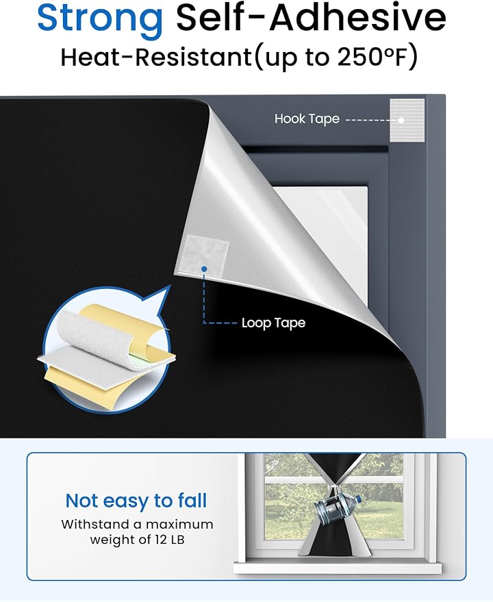 Sumobaby Blackout Curtains Portable 48" Wx60 H, No Drill Blackout Shades - Image 3