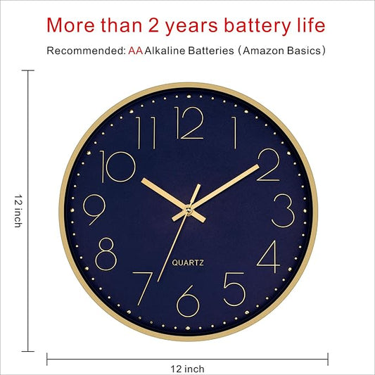 Foxtop Modern Wall Clock 12 Inch Silent Non-Ticking Battery Operated Round - Image 2