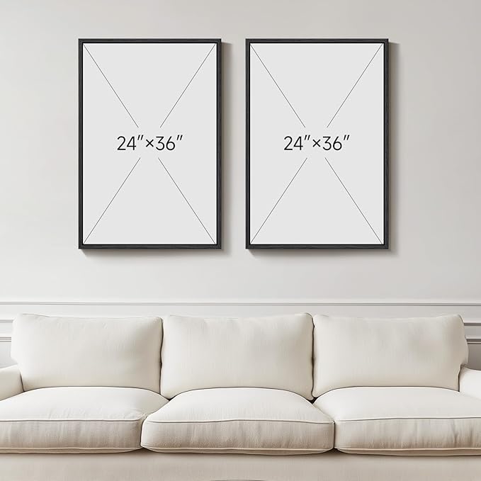 Large Framed Blue Gray Abstract Wall Art Set of 2, Modern Canvas Artwork - Image 3