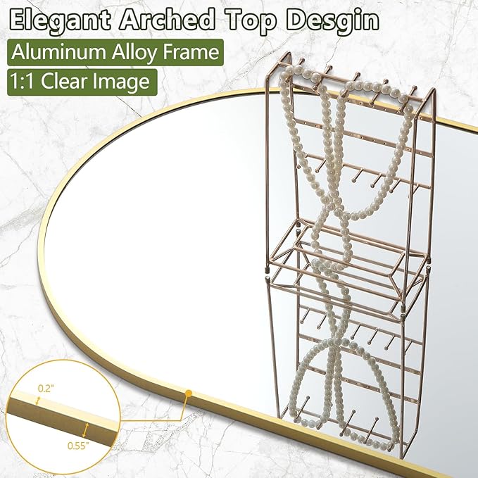 Dewfig Arched Full Length Mirror, Oversized Full Body Mirrors - Image 5