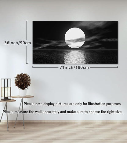 Cao Gen Decor Art S06498 Wall Art Canvas Sea White Full Moon in Night Picture - Image 3