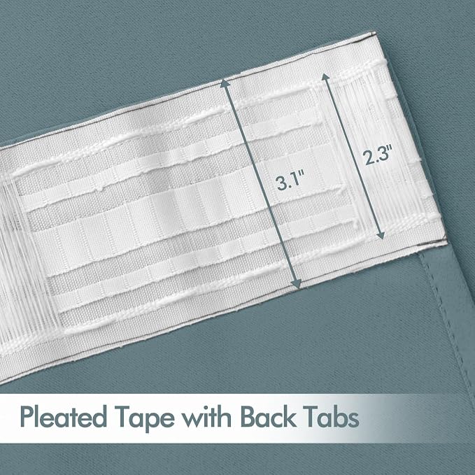 MIULEE Greyish Blue Back Tab Blackout Curtains 72 Inches Long 2 Panels Set - Image 4