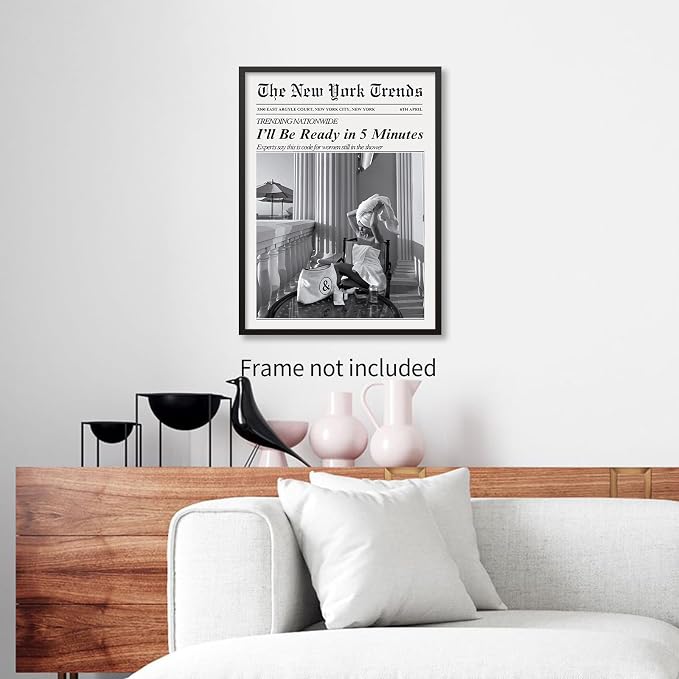 Vintage Newspaper Wall Art Trendy Black and White Aesthetic Posters Funny I'll - Image 3