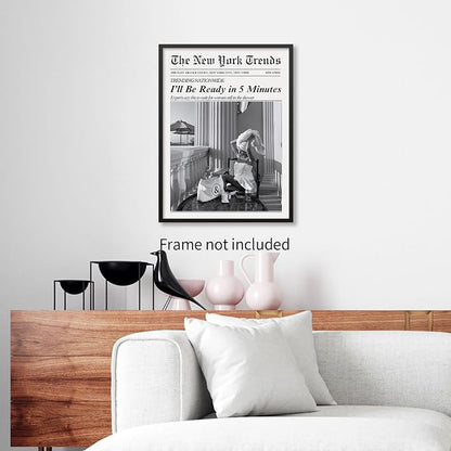 Vintage Newspaper Wall Art Trendy Black and White Aesthetic Posters Funny I'll - Image 3
