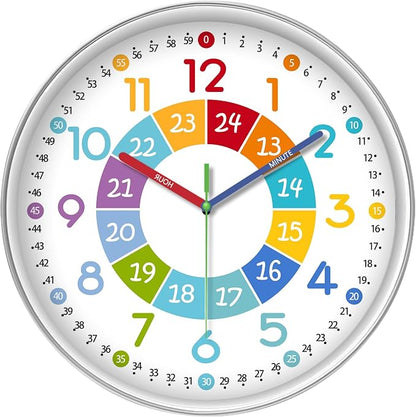 XFM Colorful Kids Wall Clocks Battery Operated 10 inch Silent Non Ticking Funny by XFMWallClock