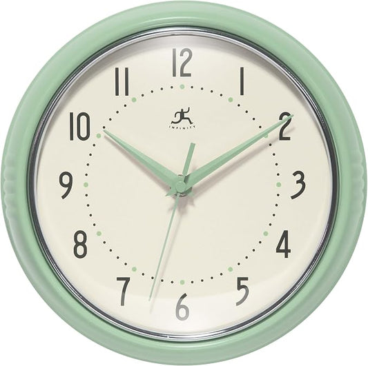 Infinity Instruments Retro Round Metal Wall Clock, Meadow Mist by InfinityInstruments
