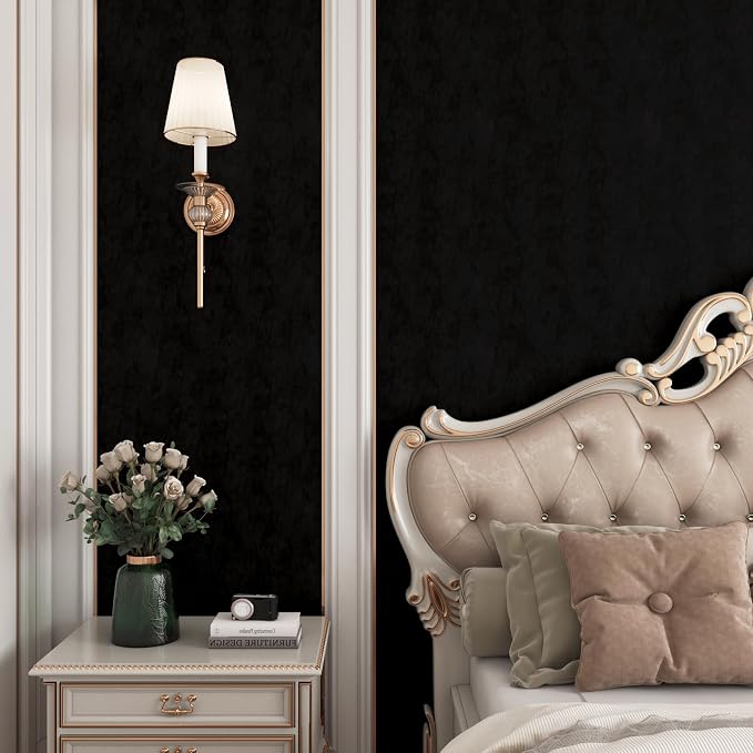 YENHOME 30"X118" Vintage Black Peel and Stick Wallpaper Textured Wallpaper - Image 3