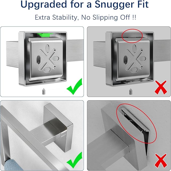Brushed Nickel Towel Rack for Bathroom Wall Mounted, Bathroom Accessory Set - Image 3
