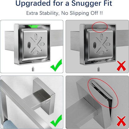 Brushed Nickel Towel Rack for Bathroom Wall Mounted, Bathroom Accessory Set - Image 3