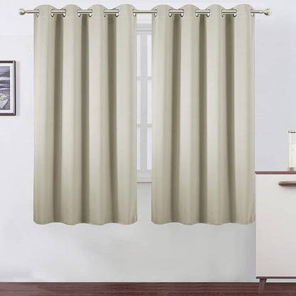 LEMOMO Light Beige Thermal Blackout Curtains/52 x 63 Inch/Set of 2 Panels Room by Lemomo