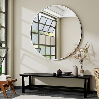 VooBang Black Round Bathroom Mirror, 42 inch Large Circle Wall Mounted Hanging by VooBang