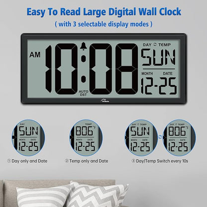 WallarGe 14.5'' Large Digital Wall Clock Battery Operated - Image 3