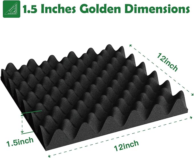 12 Pack 1.5"X12"X12" Acoustic Foam, Self Adhesive Sound Proof Egg Crate Foam - Image 7