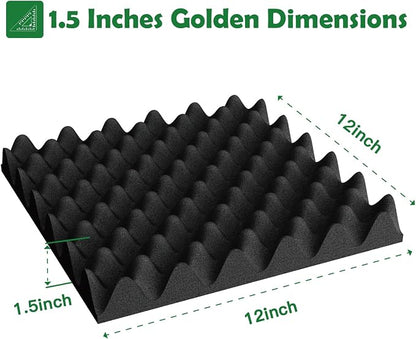 12 Pack 1.5"X12"X12" Acoustic Foam, Sound Proof Egg Crate Foam, Upgraded - Image 7