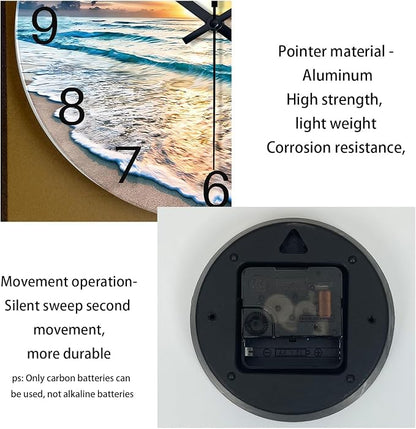 Coastal Glass Battery Wall Clock 24 Inch Blue Extra Large Clocks - Image 7
