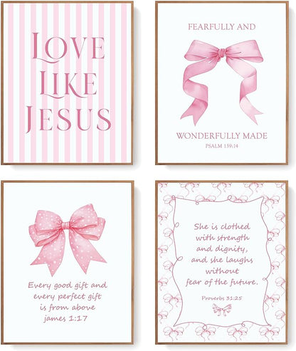 LARTSFRO Coquette Pink Bow Jesus Wall Art Decor Posters, Light Pink Bow by Unknown