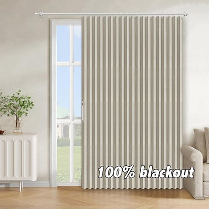 AJAZZ Blackout Accordion Door Curtain 98"x78" Cream White by AJAZZ