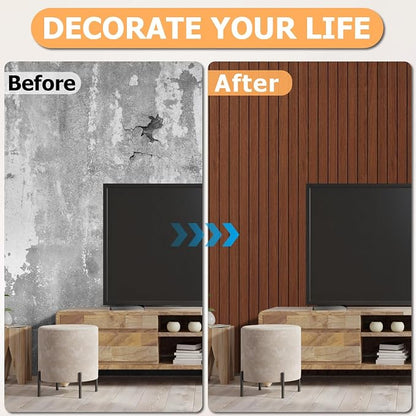 Arthome Peel and Stick Slat Wall Panels 15.7 "x240, Self-Adhesive PVC Wood - Image 7