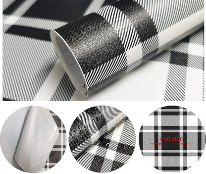 Guvana 17.7"x118" Black and White Trellis Contact Paper Peel and Stick - Image 6