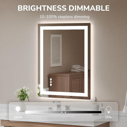 USHOWER LED Bathroom Mirror 28x36 Inch Tempered Glass - Image 6