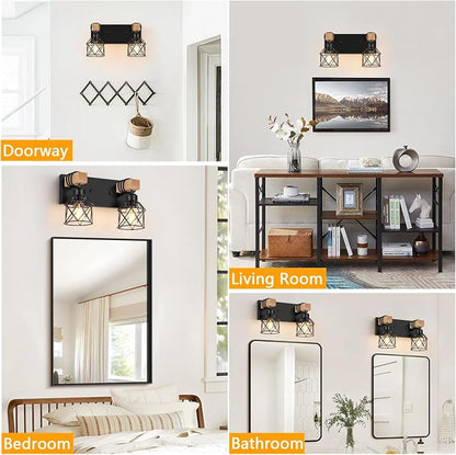 FadimiKoo 2-Light Farmhouse Bathroom Vanity Light Fixtures, Wood Bathroom - Image 7