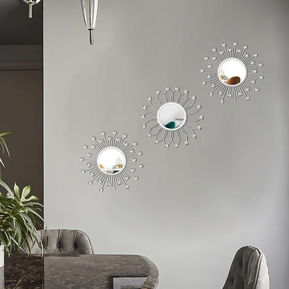 3 Pack Metal Mirrors for Wall Sunburst Wall Mirrors Home Décor Decorative - Image 6