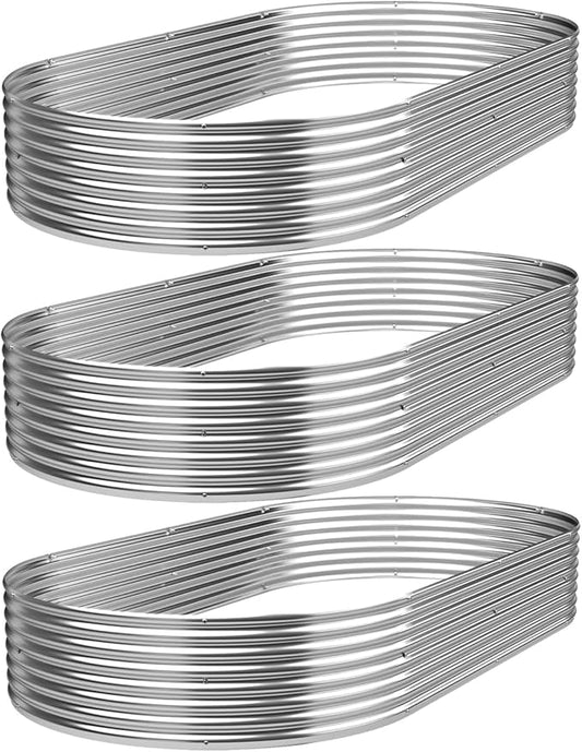 3 Pack 6x3FT Galvanized Raised Garden Bed Outdoor,Metal Garden Bed for Vegetables,Steel Raised Beds for Gardening,Above Ground Garden Box for Flower-QIA