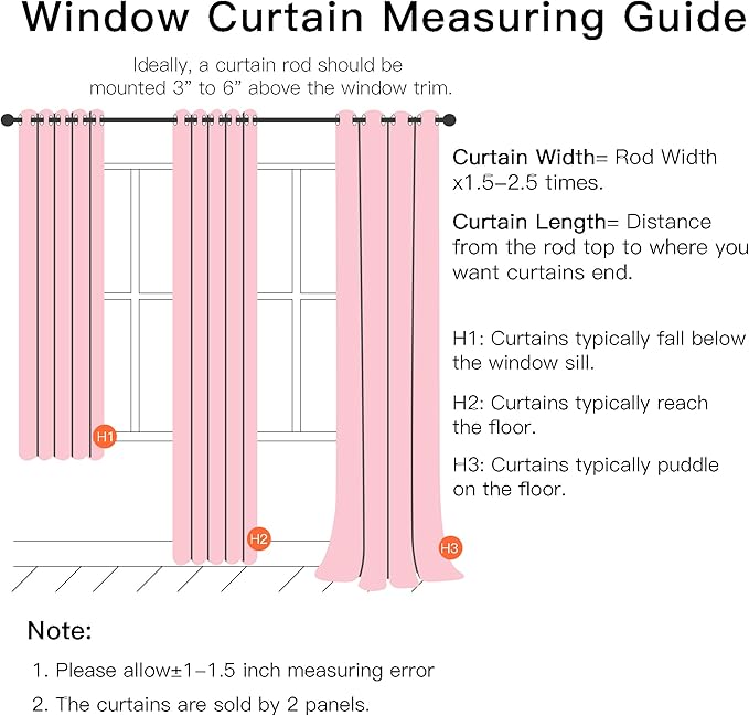 XiDi Pink Curtains for Girls Room, Kids Bedroom Blackout Curtains, Hot Pink - Image 8