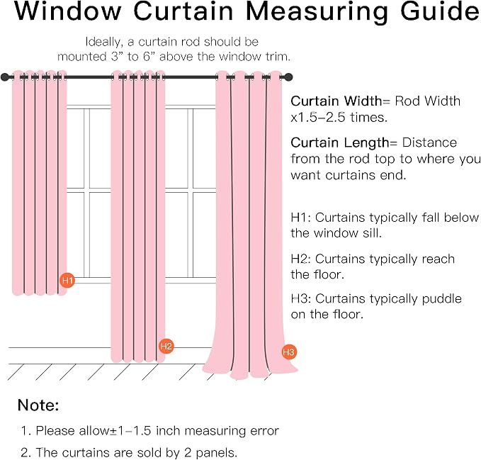XiDi Pink Curtains for Bedroom Decor, Baby Pink Kids Blackout Curtains for - Image 7