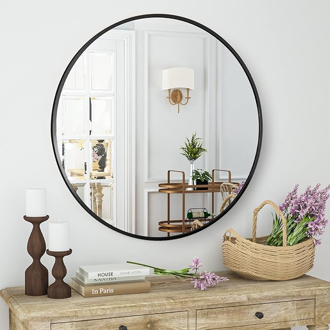 HARRITPURE Round Mirror 19.6" Black Wall Mounted Circle Mirror - Image 3