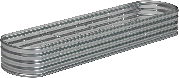 12x2x1.3 Oval Galvanized Raised Garden Bed,Outdoor Planter Box Metal Patio Kit Planting Bed for Vegetables Flowers and Succulents