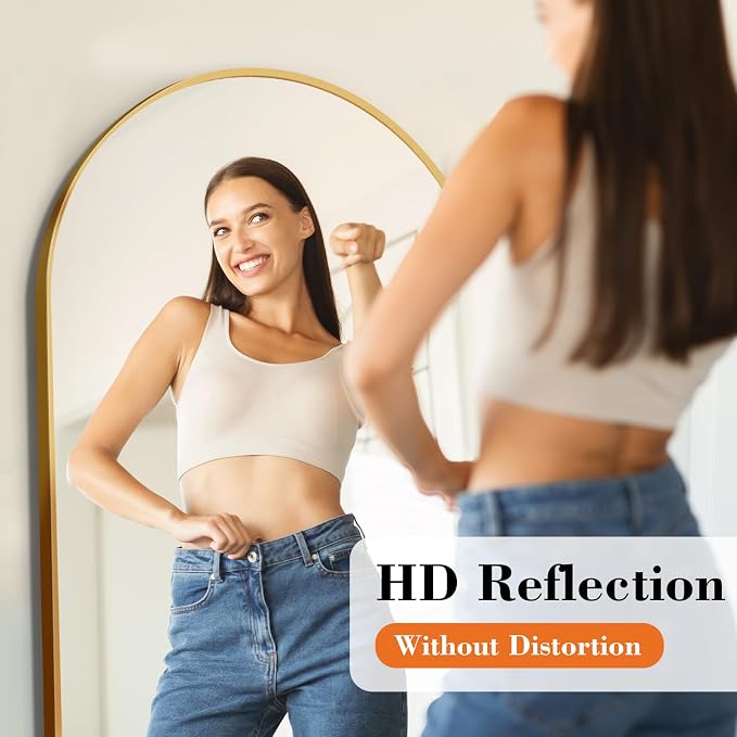 Sweetcrispy 56"x21" Arched Full Length Mirror, Leaning or Standing Full Body - Image 3