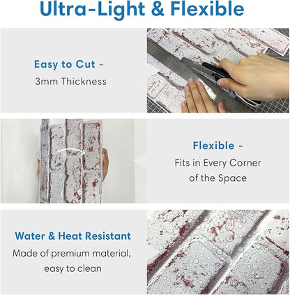 3D Whitewash Brick Wall Panel Peel and Stick - Image 6