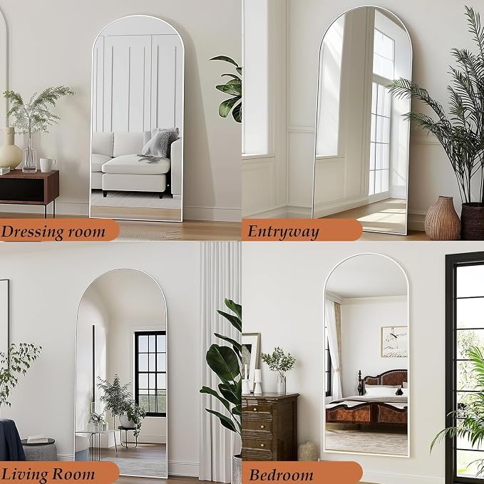 Arched White Full Length Mirror, Full Body Mirrors - Image 4