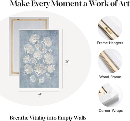 Framed Abstract Coastal Blue White Wall Art - Image 6