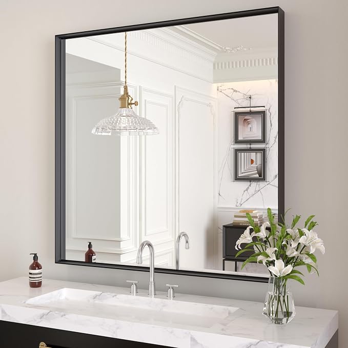 LOAAO Black Bathroom Mirror 36"X36" by LOAAO