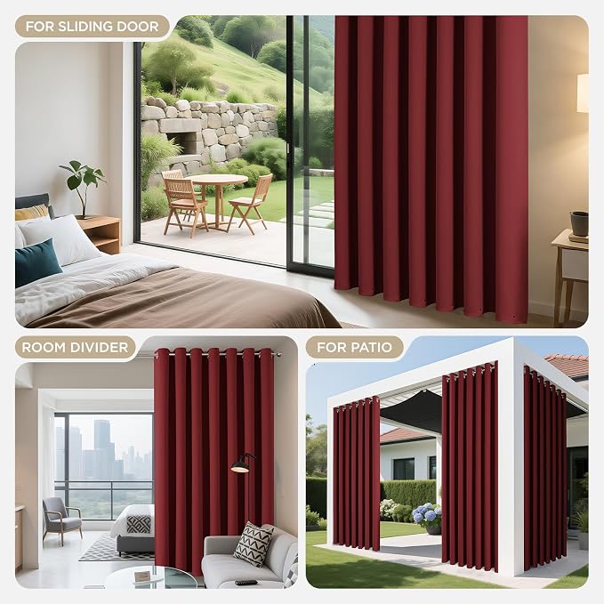 Joydeco Blackout Patio Sliding Door Curtains 96 Inches Long, Grommet Privacy - Image 4