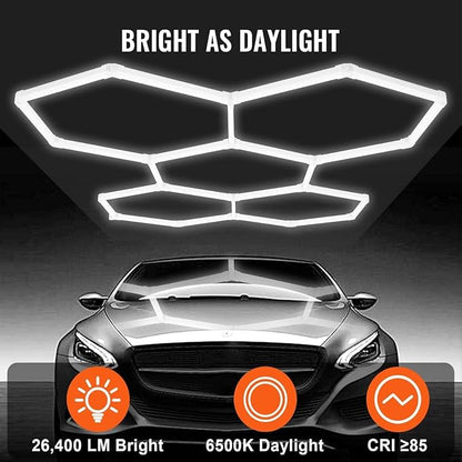5-Hexagon LED Garage Light, 240W 24800LM Honeycomb Ceiling Light - Image 2