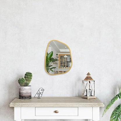 Asymmetrical Accent Mirror for Wall Irregular Oval Wood Frame Modern Unique - Image 4