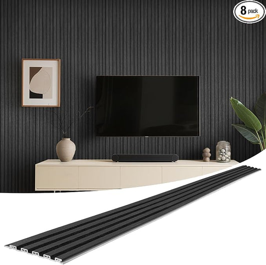 WPC Slat Wall Panels 8 Pack 96" x 6", Waterproof Fluted Wall Paneling, Accent by LARWORKS