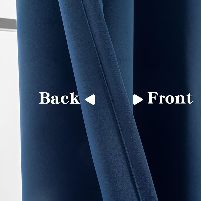 IGEMAEVE Navy Blue Blackout Curtains 96 Inch Length 2 Panels Set, Grommet - Image 4