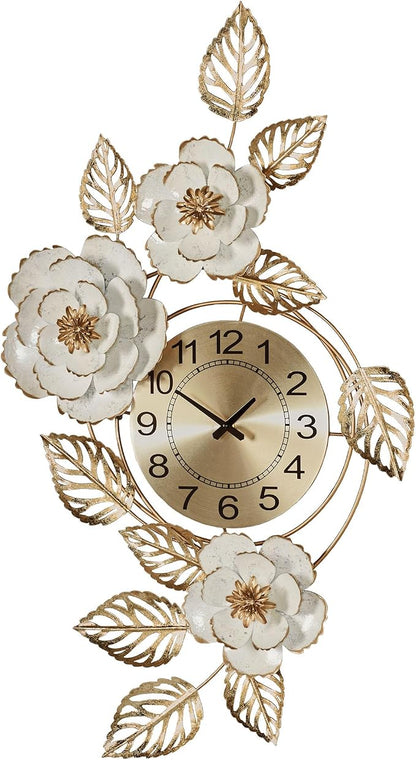 Touch of Class Aurora Ivory and Gold Floral Wall Art Clock by TouchofClass