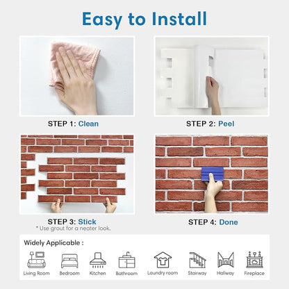 COMSTICKC 3D Faux Brick Wall Panel Peel and Stick, 3D Brick Wall Stickers - Image 8