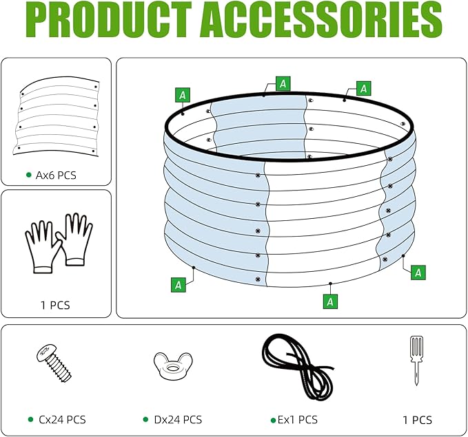 SnugNiture 3 Pcs 2x2x1ft Round Galvanized Raised Garden Bed Kit Outdoor, Metal Planter Box for Planting Plants Vegetables, Brown
