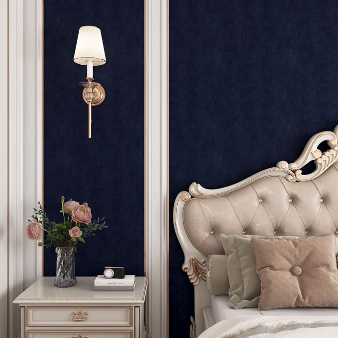 YENHOME 30"X393" Self Adhesive Blue Felt Fabric Wallpaper Peel and Stick Blue - Image 2