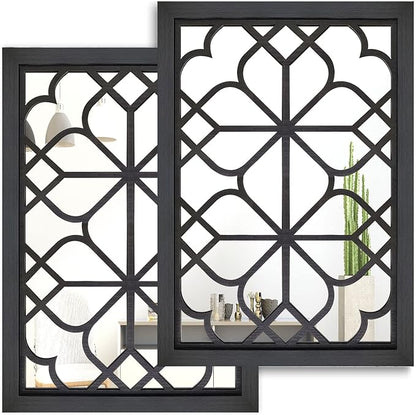 Wocred Set of 2 Rectangular Wall Mirror, Gorgeous Rustic Farmhouse Accent Mirror by Wocred