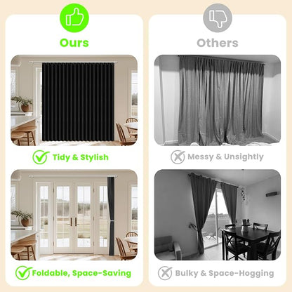 AJAZZ Blackout Accordion Door Curtain 98"x84" Black - Image 2