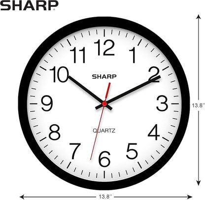 Sharp Wall Clock – Black, Silent Non Ticking 14 Inch Quality Quartz Battery - Image 3