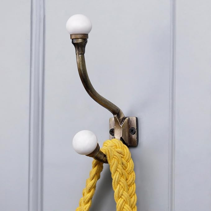 Indian Shelf Pack of 12 Heavy Duty Double Prong White Decorative Coat Hooks by IndianShelf
