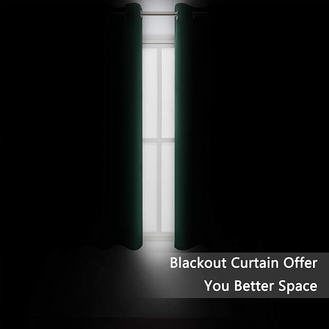 LEMOMO Green Blackout Curtains 40 x 63 Inch Length/Set of 2 Curtain - Image 3